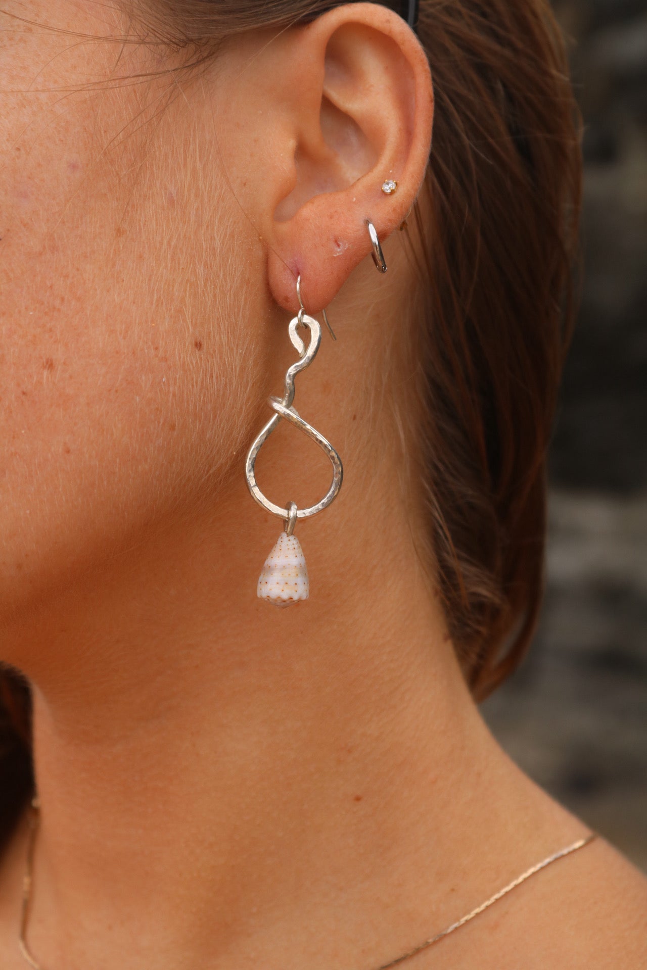silver abbreviated cone earrings